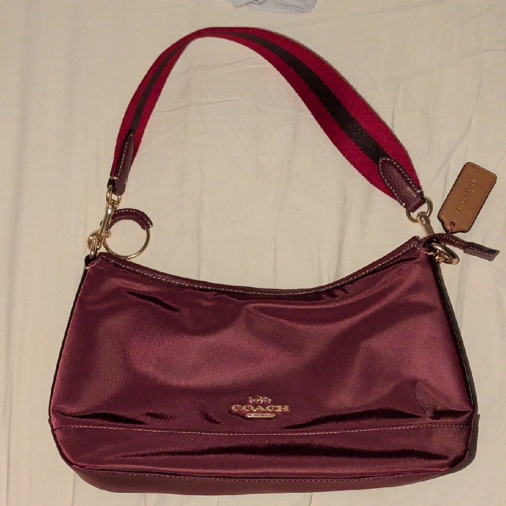 Coach Maroon Shoulder Bag with Gold Accents